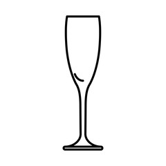 Icon glass of champagne black contour on white background of vector illustration