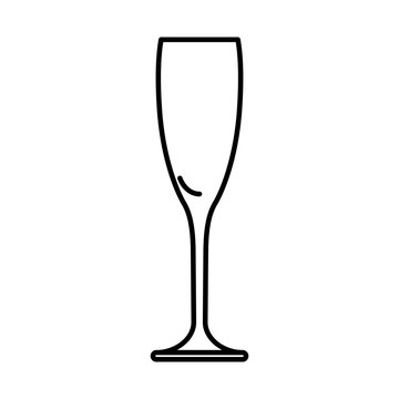 Icon glass of champagne black contour on white background of vector illustration