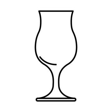 Cocktail glass black contour on white background of vector illustration