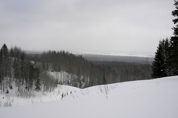 зимний пейзаж, вид с горы
