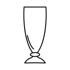 Cocktail glass black contour on white background of vector illustration