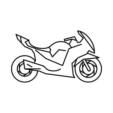 Motorcycle icon black contour on white background of vector illustration