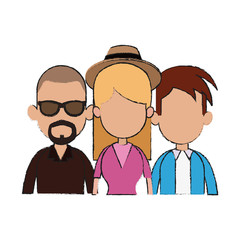 group of young people over white background. colorful design. vector illustration