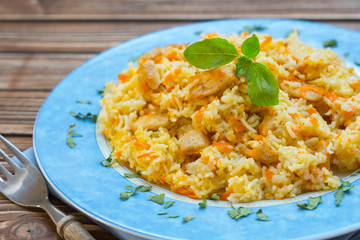 Traditional pilaf with chicken