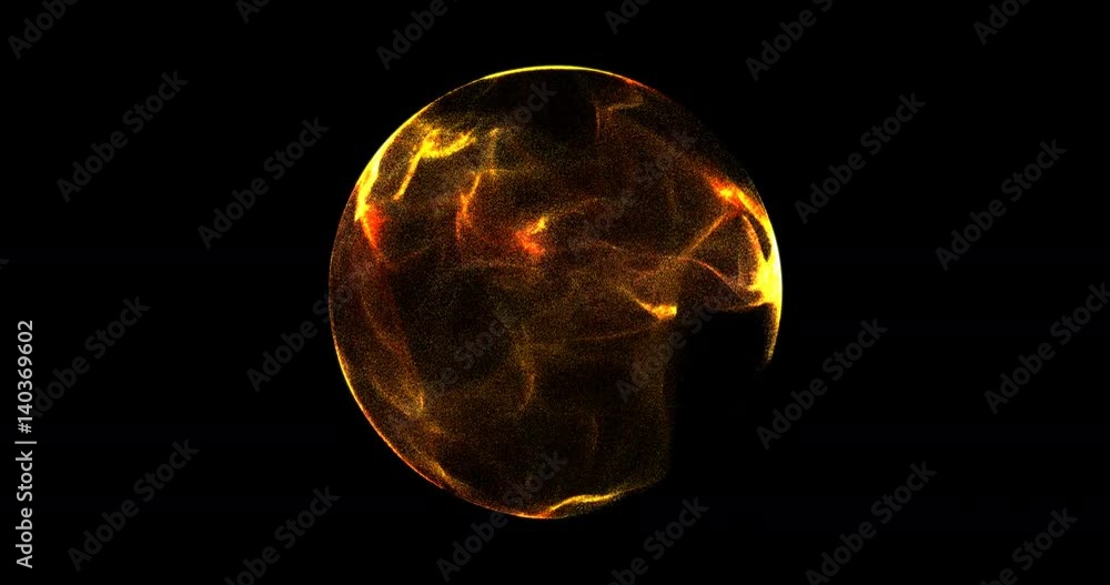 Poster abstract 4k motion background explosion with particles and sphere. atom science technology,energy ci