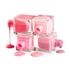 Nail polish dripping from stacked bottles