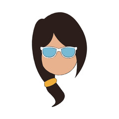 woman wearing a sunglasses cartoon icon over white background. vector illustration