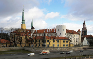 Panorama of the castle in Riga