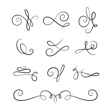 Scroll elements, set of vintage calligraphic flourishes