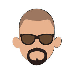 man  wearing sunglasses cartoon icon over white background. colorful design.  vector illustration