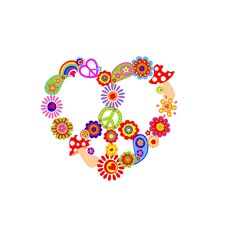 Print with abstract peace symbol