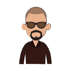 man  wearing sunglasses cartoon icon over white background. colorful design.  vector illustration