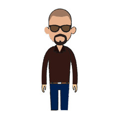 man  wearing sunglasses cartoon icon over white background. colorful design.  vector illustration
