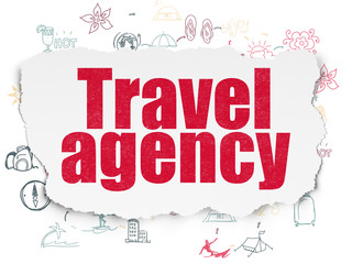 Vacation concept: Travel Agency on Torn Paper background