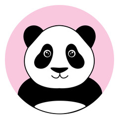cute panda in the pink circle illustration vector
