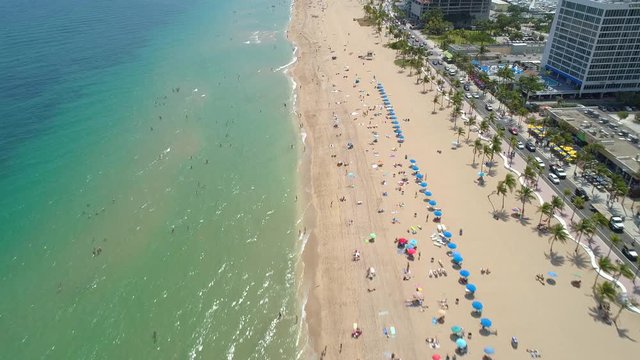 Aerial beach drone flyover 4k