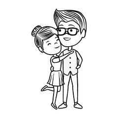 couple lovers characters icon vector illustration design