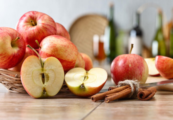 Juicy apples on a kitchen table