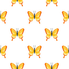 Vector flat style seamless pattern with butterfly. 