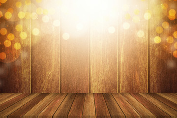 Old wooden background with bokeh