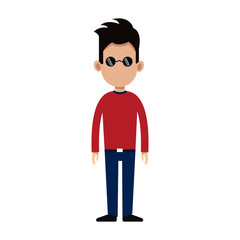 man wearing sunglasses cartoon icon over white background. colorful design. vector illustration