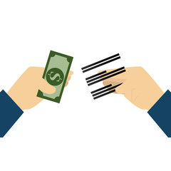 bill dollar money and document vector illustration design