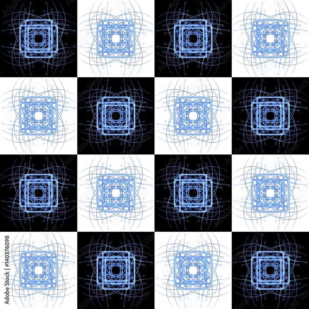 Poster texture with 3d rendering abstract fractal blue pattern