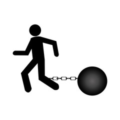 businessman silhouette with Slave shackle vector illustration design