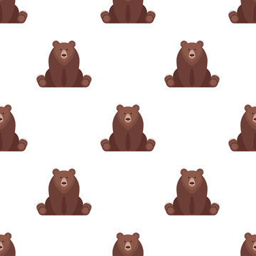 Vector flat style seamless pattern with bear.