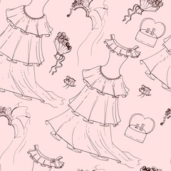 Seamless pattern. Fashion set. illustration in hand drawing style.