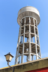 water tank tower in city
