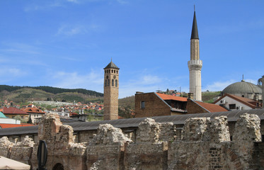 Fototapeta na wymiar Sarajevo, Clock tower and Ghazi Husrev Beg's mosque