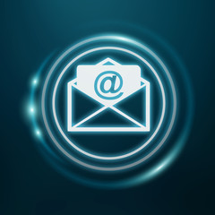 White and glowing blue email icon 3D rendering