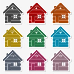 Wood log house icon vector illustration
