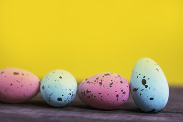 Fototapeta na wymiar Easter theme. handmade Eggs background, place for typography, 