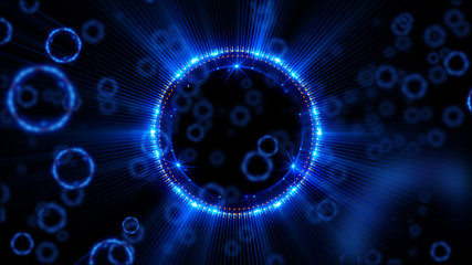 Abstract neon background. Shine swirling. Glowing spiral cover. .Bubbles elegant. Halo around. Power sparks data particle..Space tunnel. Glossy jellyfish. LED color ellipse. Glint glitter beam tech