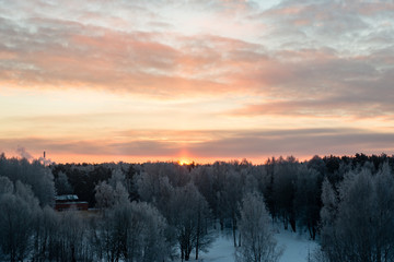 frozen countryside scene in winter