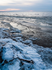 frozen countryside scene in winter