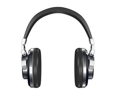 steel and leather headphones 3d render
