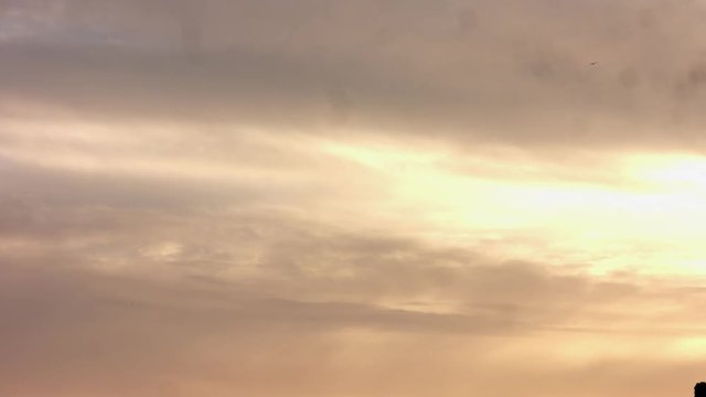 Cielo al tramonto con uccello in lontananza