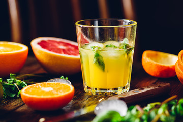 Citrus Cocktail with Mint and Ice.