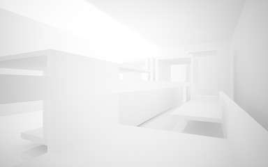 Obraz premium Abstract white and brown concrete parametric interior with window. 3D illustration and rendering.