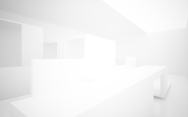 Obraz premium Abstract white and concrete parametric interior with window. 3D illustration and rendering.
