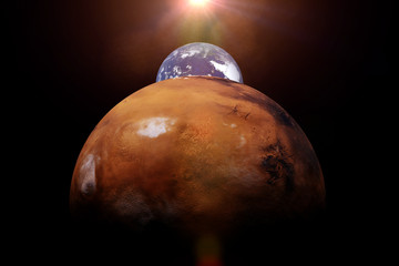 Mars, Earth and the Sun © dottedyeti