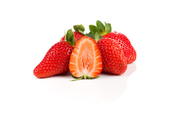 Red ripe strawberry fruits