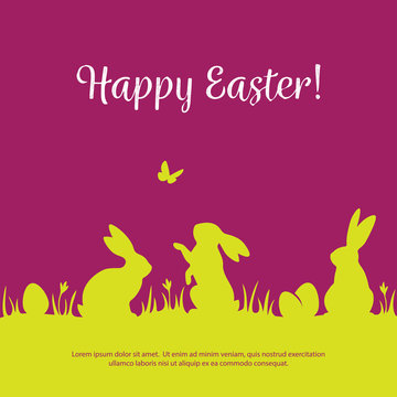 Easter background with bunny silhouettes