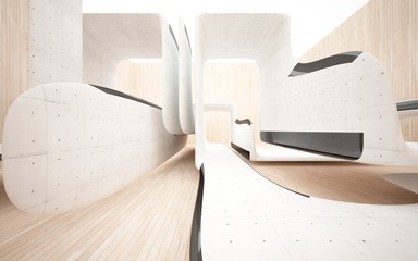 Abstract drawing white parametric interior  with window. Polygon colored drawing. 3D illustration and rendering.