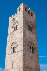 View of the Bell Tower for the Cathedral of Erice in Sicily, Italy.