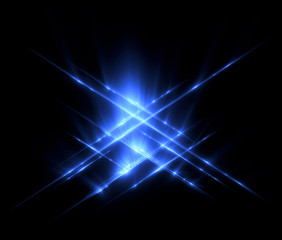 Glow light effect stars bursts with sparkles. Light cosmic crossing substance. Array of stars. Glow cross symbol. Optical flares background. Art design banner. Christmas celebrate magic flash ray.