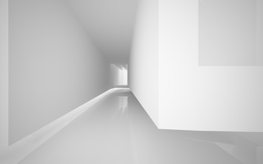 Obraz premium Abstract white and concrete parametric interior with window. 3D illustration and rendering.